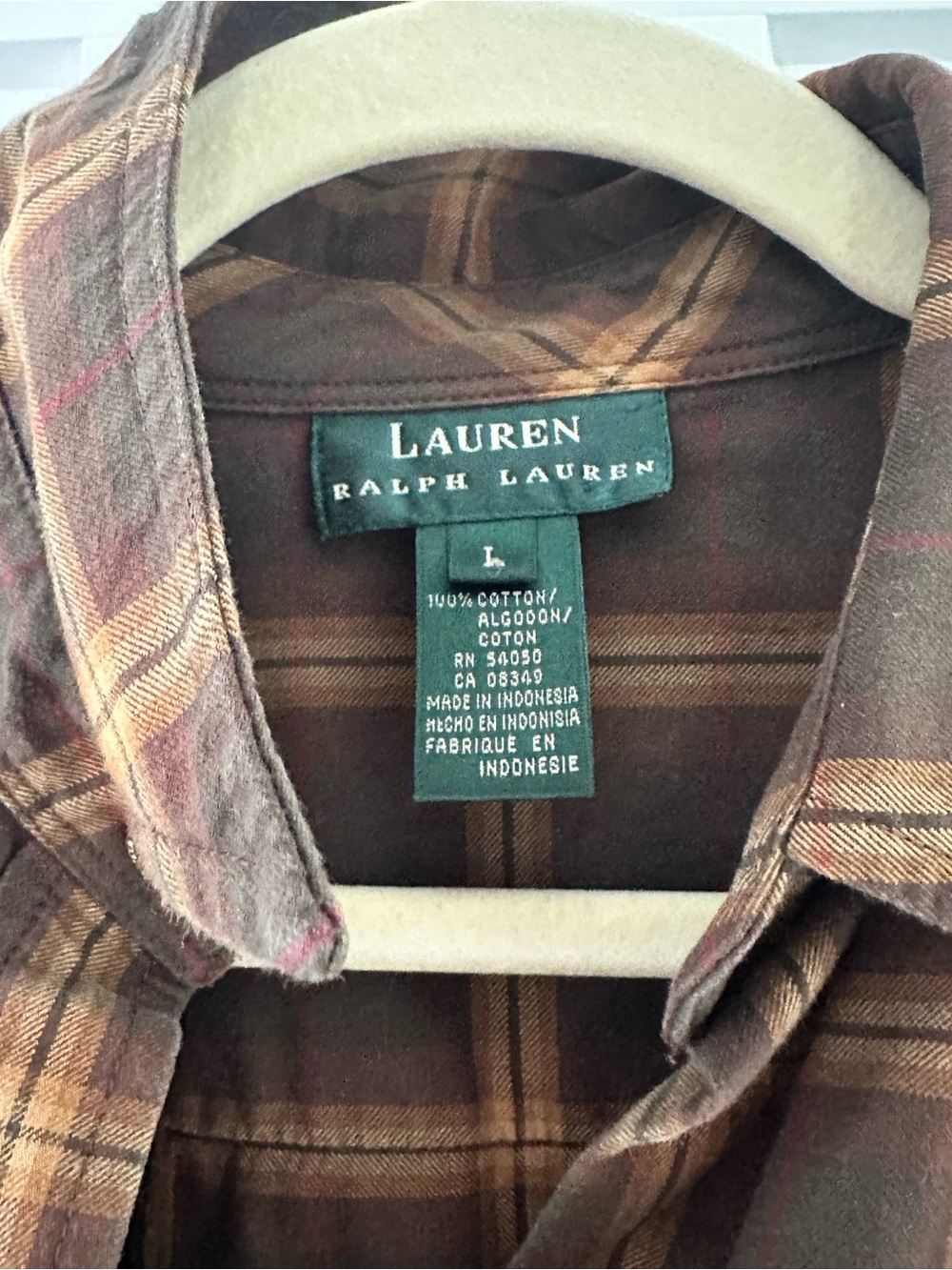 Vintage Gold snap Ralph Lauren Plaid Button-Down - Picture 3 of 8